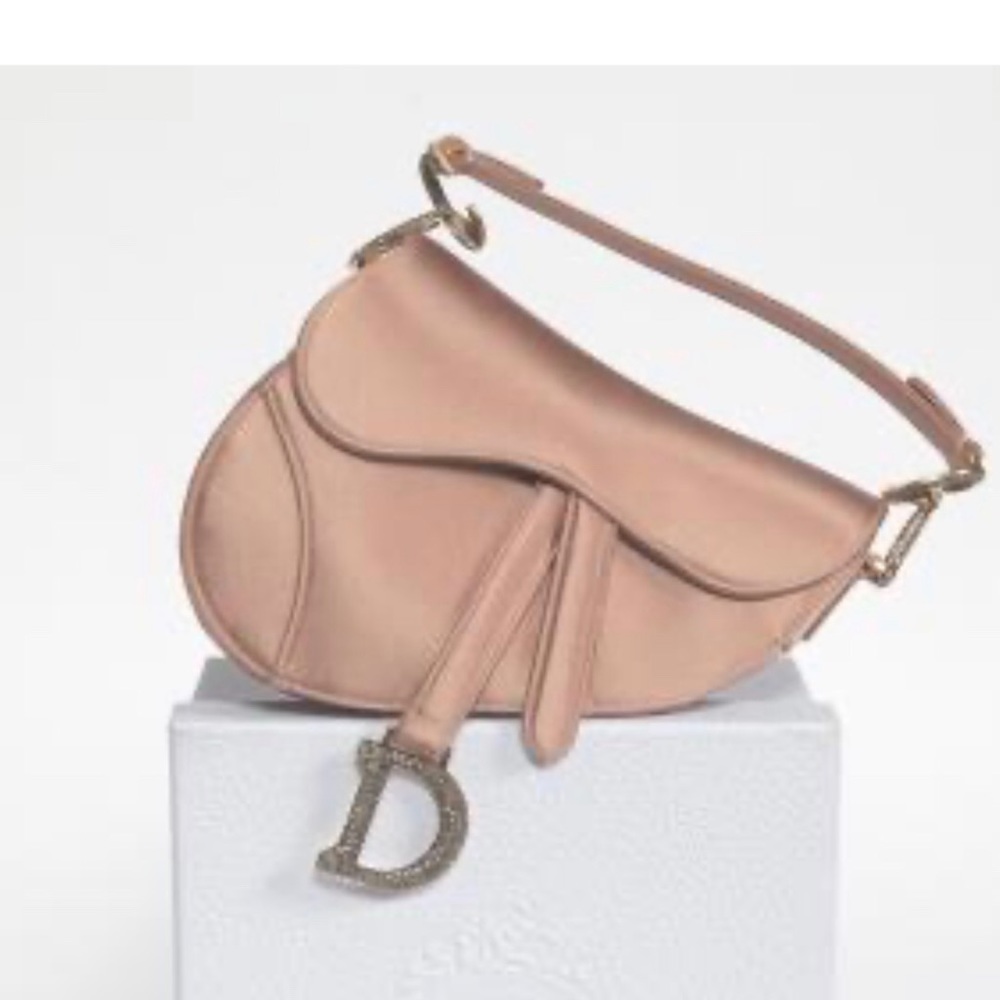 Dior saddle bag pink satin
